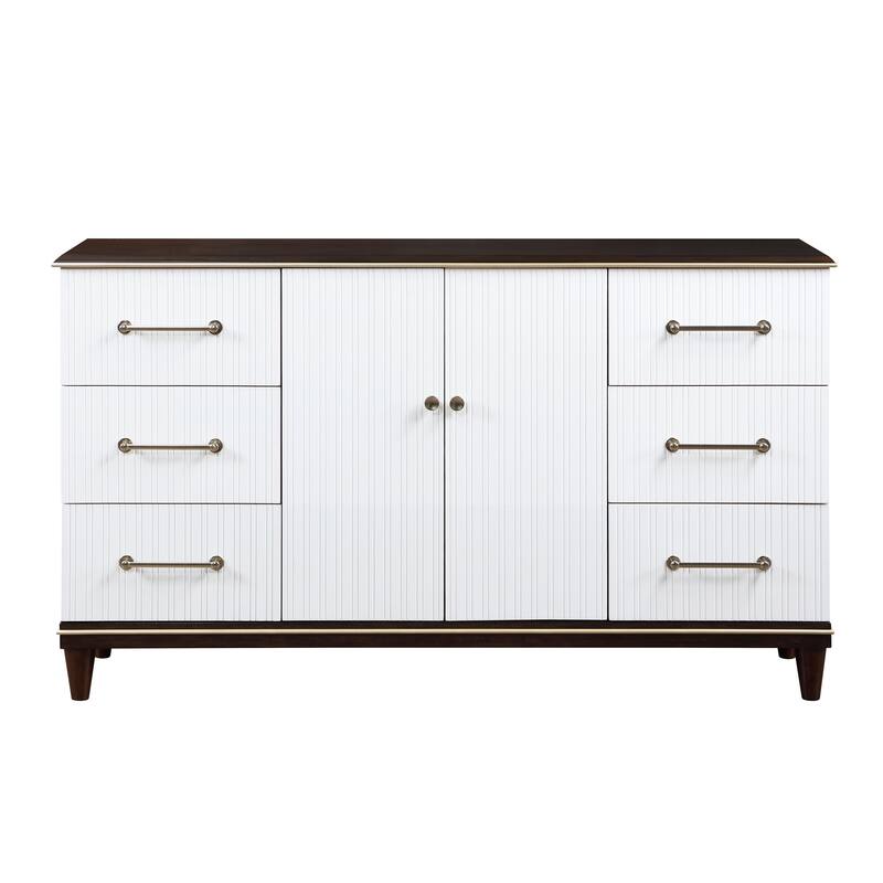 White and Cherry Finish 4pc Bedroom Set Bed Nightstand Dresser Mirror