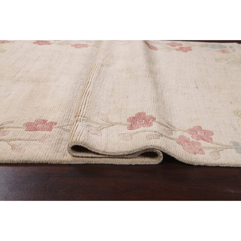 Vegetable Dye Nature Print Nepalese Wool Area Rug Hand-knotted Carpet - 5'6" x 7'7"