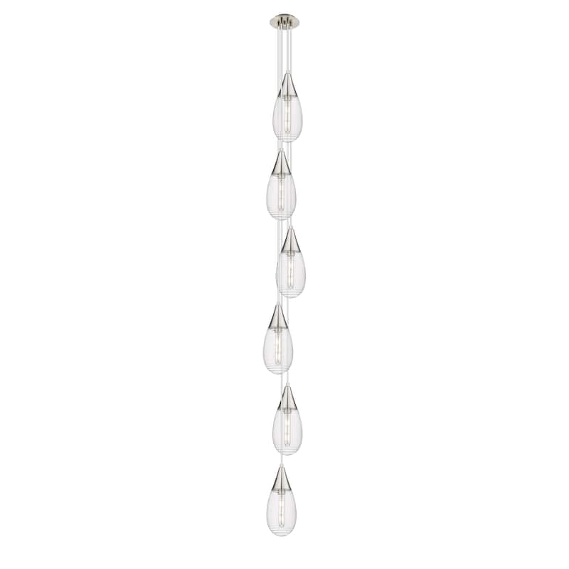 Innovations Lighting Milan - 6 Light 4" Cord Hung Multi Pendant - 6" Canopy - Brushed Satin Nickel/Light Smoke
