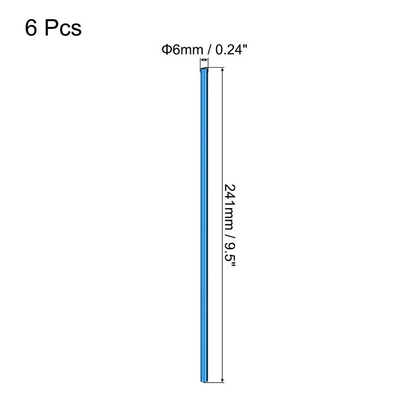 Reusable Metal Straws 6Pcs, Stainless Steel Straight Straw 9.5" Long