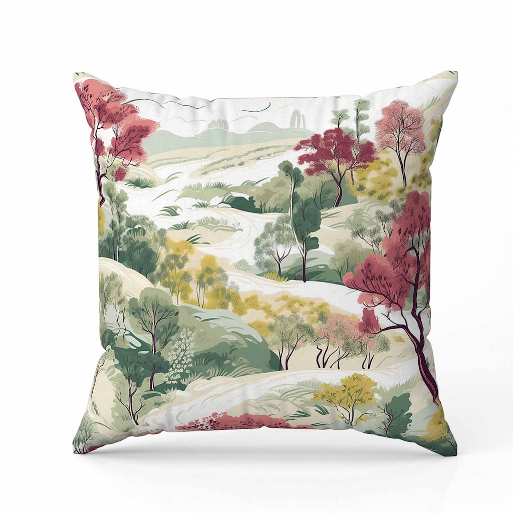 Leaf Magic Stories Indoor/Outdoor Reversible Throw Pillow Green and Yellow