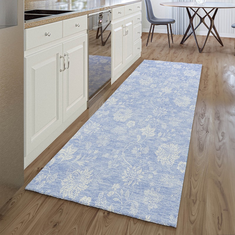 Premium Washable Super Soft Floral Garden Mayfield Rug - Sky - 2' 3" x 7' 6" - Runner