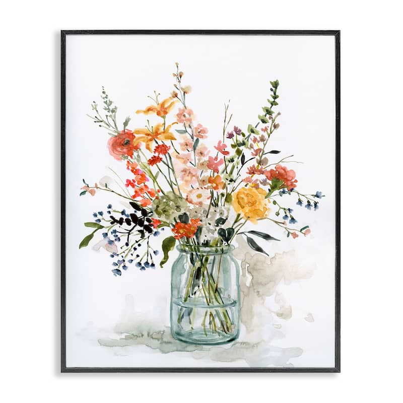Stupell Warm Summer Meadow Floral Bouquet Still Life Painting Framed Wall Art