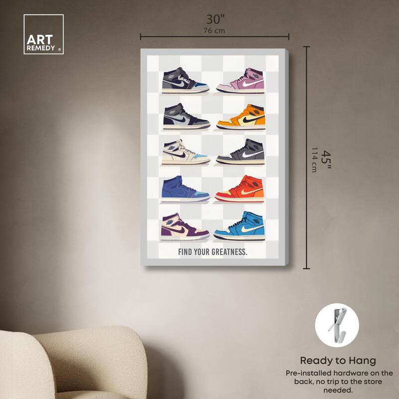 Find Your Greatness Sneakers Canvas by Art Remedy, Gallery Wrapped
