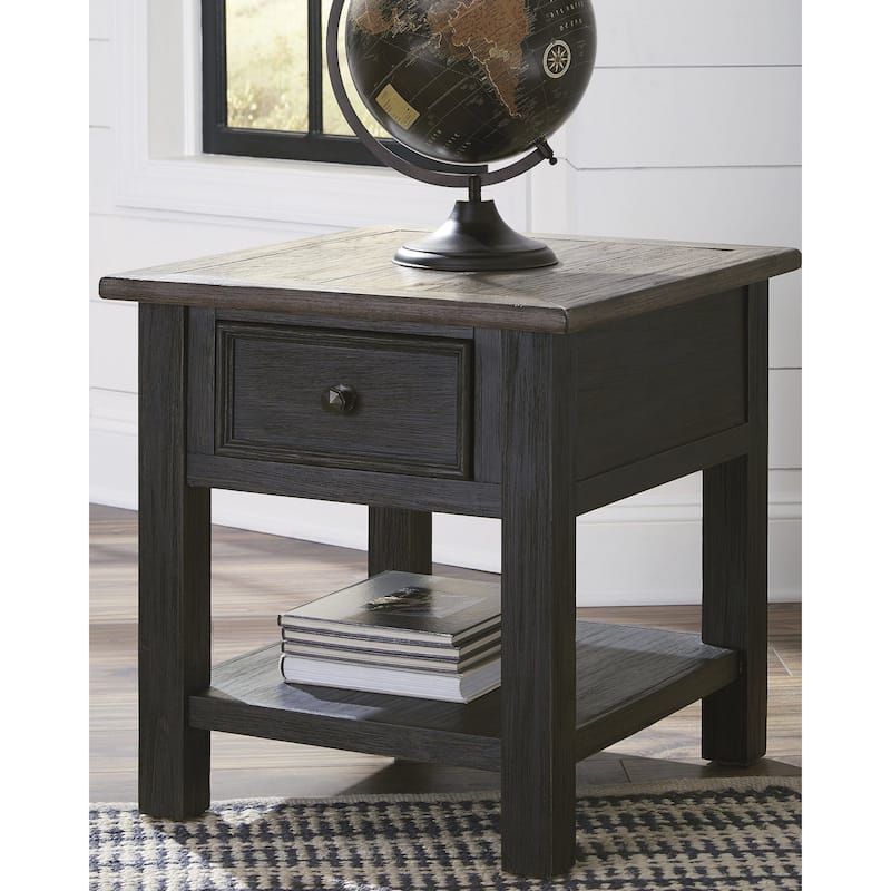Signature Design by Ashley Tyler Creek Grayish Brown/Black Coffee Table with 2 End Tables - 46" W x 26" D x 20" H