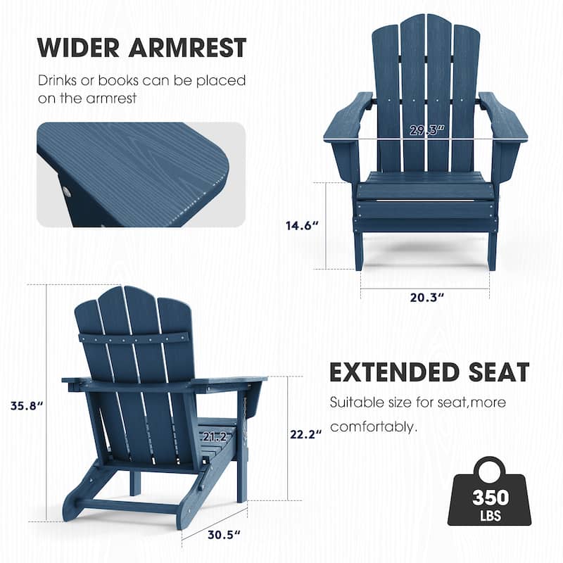 Outdoor HDPE Folding Classic Adirondack Chair All-Weather