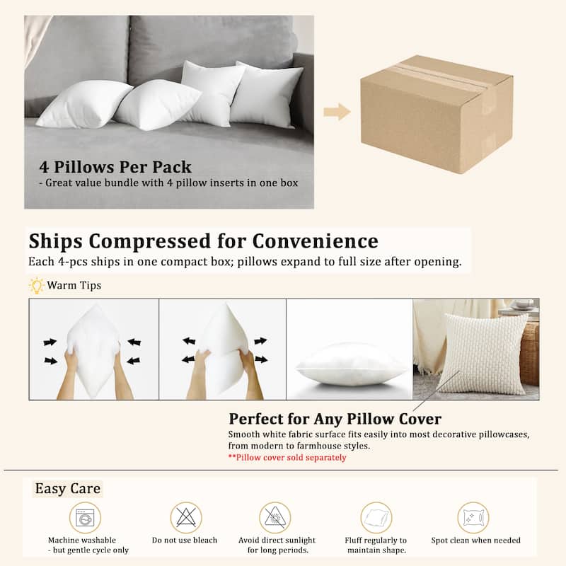 CraftPorch Minimalist 20" Decorative Pillow Inserts