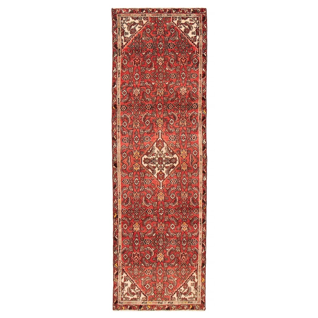 ECARPETGALLERY Hand-knotted Andelz Red Wool Rug - 3' x 9' 8"