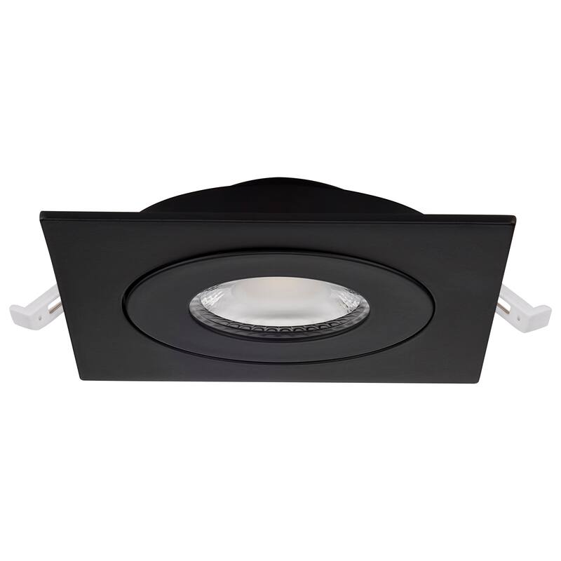 9 Watt CCT Selectable LED Direct Wire Downlight Gimbaled 4 Inch Square Remote Driver Black