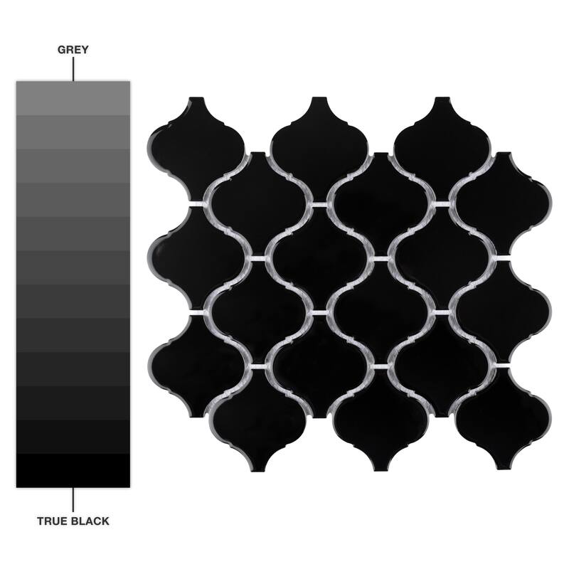 Merola Tile Metro Lantern Glossy Black 9.75" x 10.25" Porcelain Mosaic Tile
