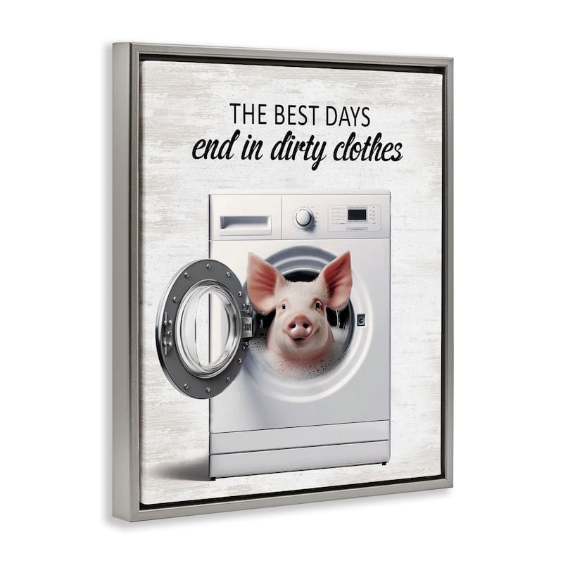 Stupell Best Days & Dirty Clothes Framed Floater Canvas Wall Art Design By Lettered and Lined