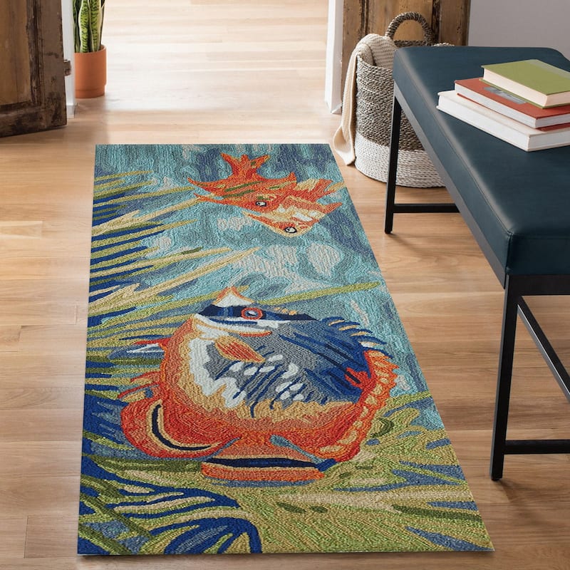 Liora Manne Ravella Tropical Fish Indoor/Outdoor Rug Ocean 2' x 5' - 2' x 5'