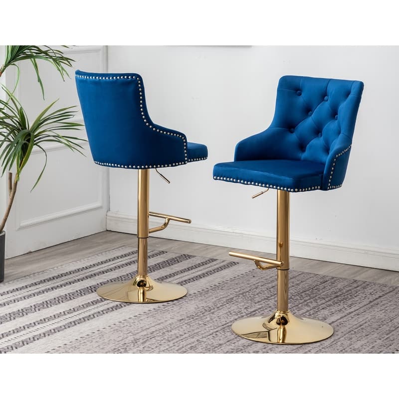 Best Master Furniture Adjustable Swivel Bar Stools with Gold Base (Set of 2)