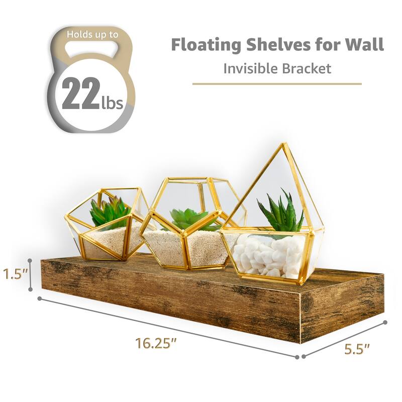 Wall Mounted Bookshelf (4 Pack) - 16.25 in L x 5.50 in W