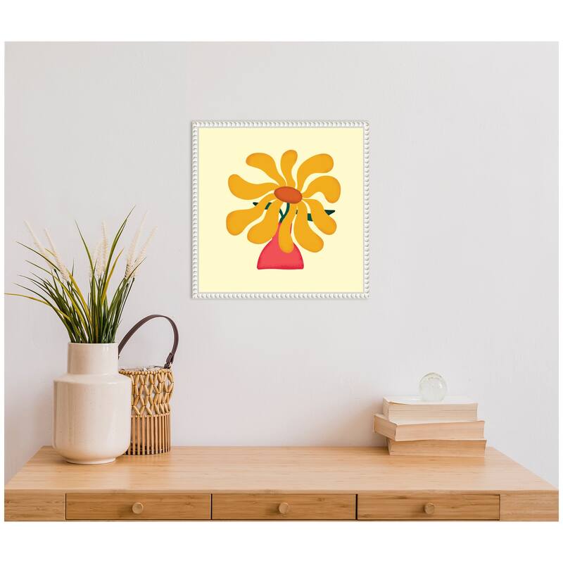 Kate and Laurel Sylvie Sunflower 3 Framed Canvas by Carrie Cantwell