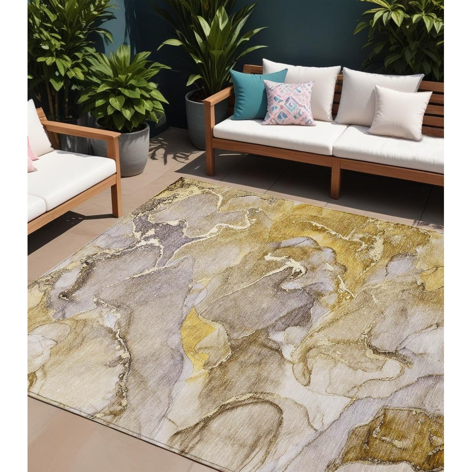 Pane Contemporary Abstract Weather Resistant Modern Chic Outdoor Rug
