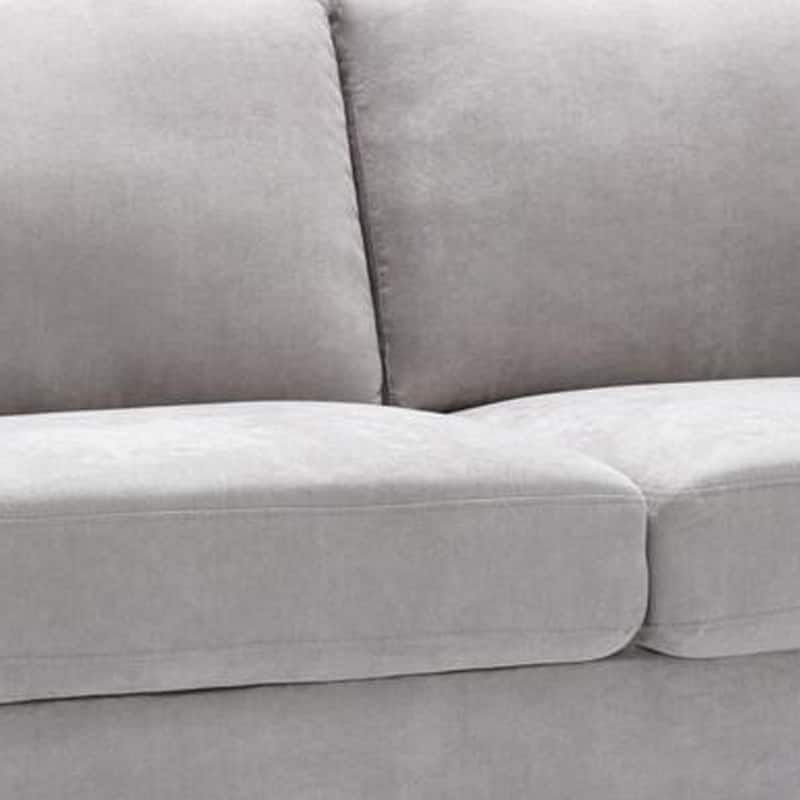 Otto 77 Inch Sofa, Throw Pillows, Padded Cushions, Light Gray Velvet Fabric