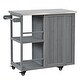 preview thumbnail 15 of 53, Outdoor Kitchen Island with Stainless Steel Top & Storage, Lockable Wheels