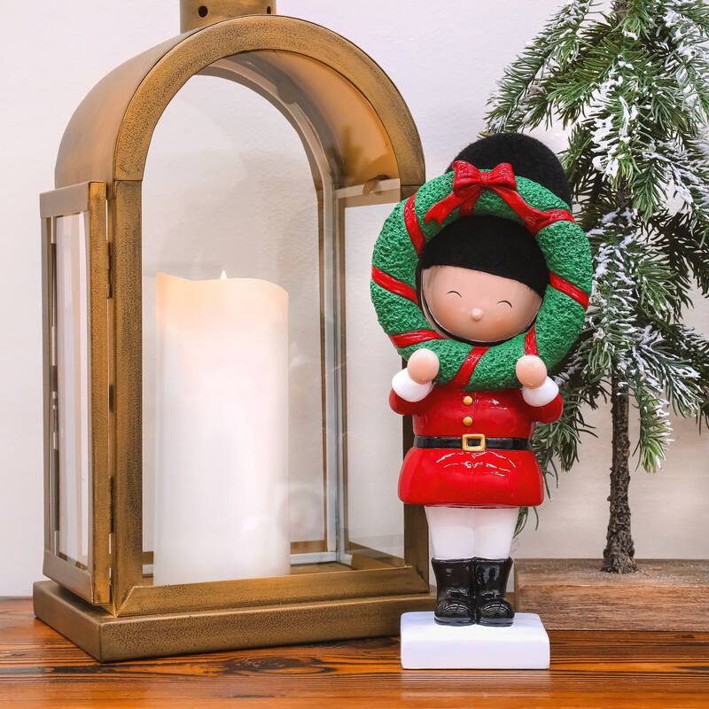 National Tree Company 10 in. Christmas Soldier Holding Wreath - 10 in