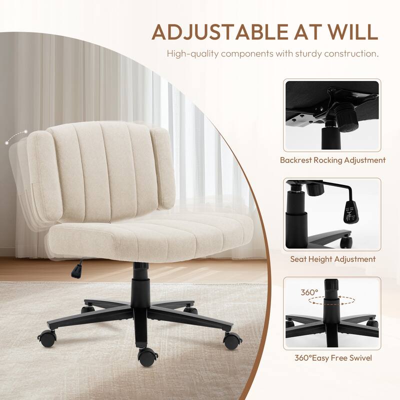 Home Office Chair, Fabric Criss Cross Swivel Desk Chair with Wheel, Adjustable Height Computer Chair for Study Work Gaming