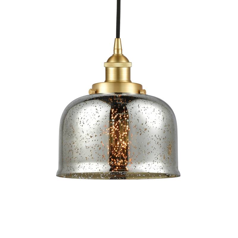 Innovations Lighting 616-1PH-10-8 Bell Pendant Bell 8" Wide Mini - Satin Gold / Silver Plated Mercury