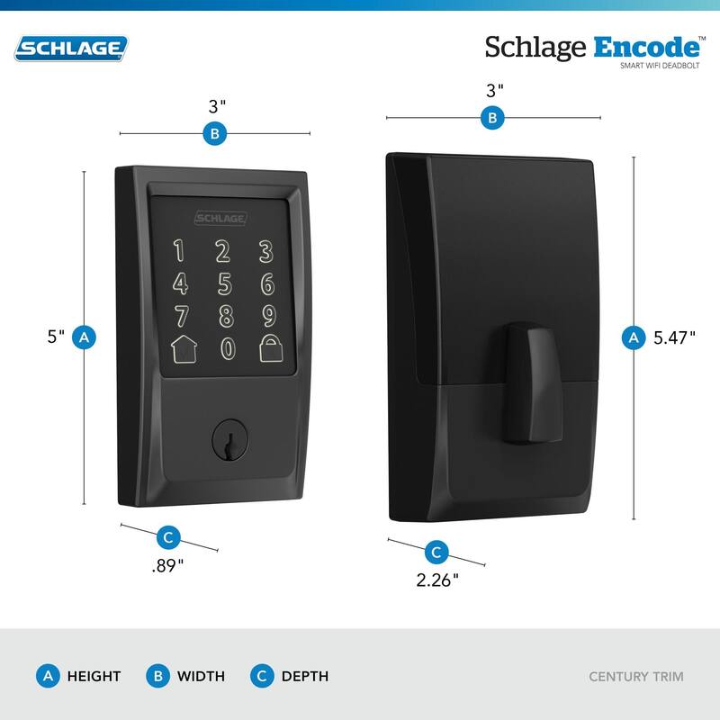 Schlage Encode WiFi Enabled Electronic Keypad Deadbolt with Century