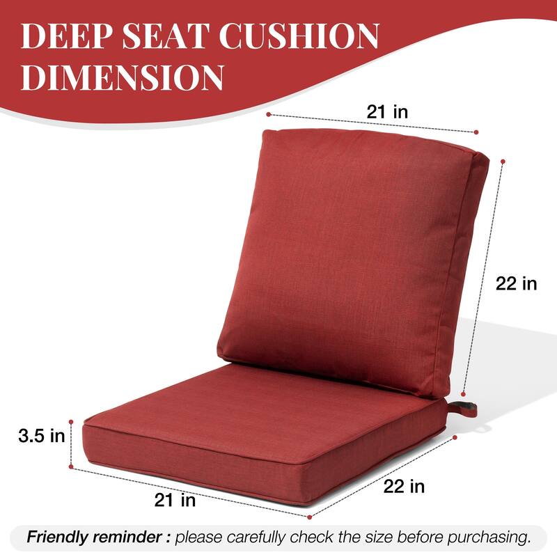22''D x 21''W x 3.5''T Patio Fabric Outdoor Seat Cushions Set (Seat & Back)
