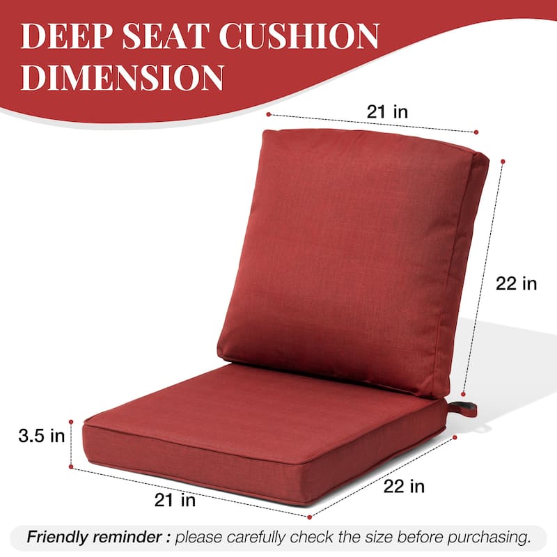 22 x 21 in Patio Premium fabric Outdoor Seat Cushions Set (Seat & Back)
