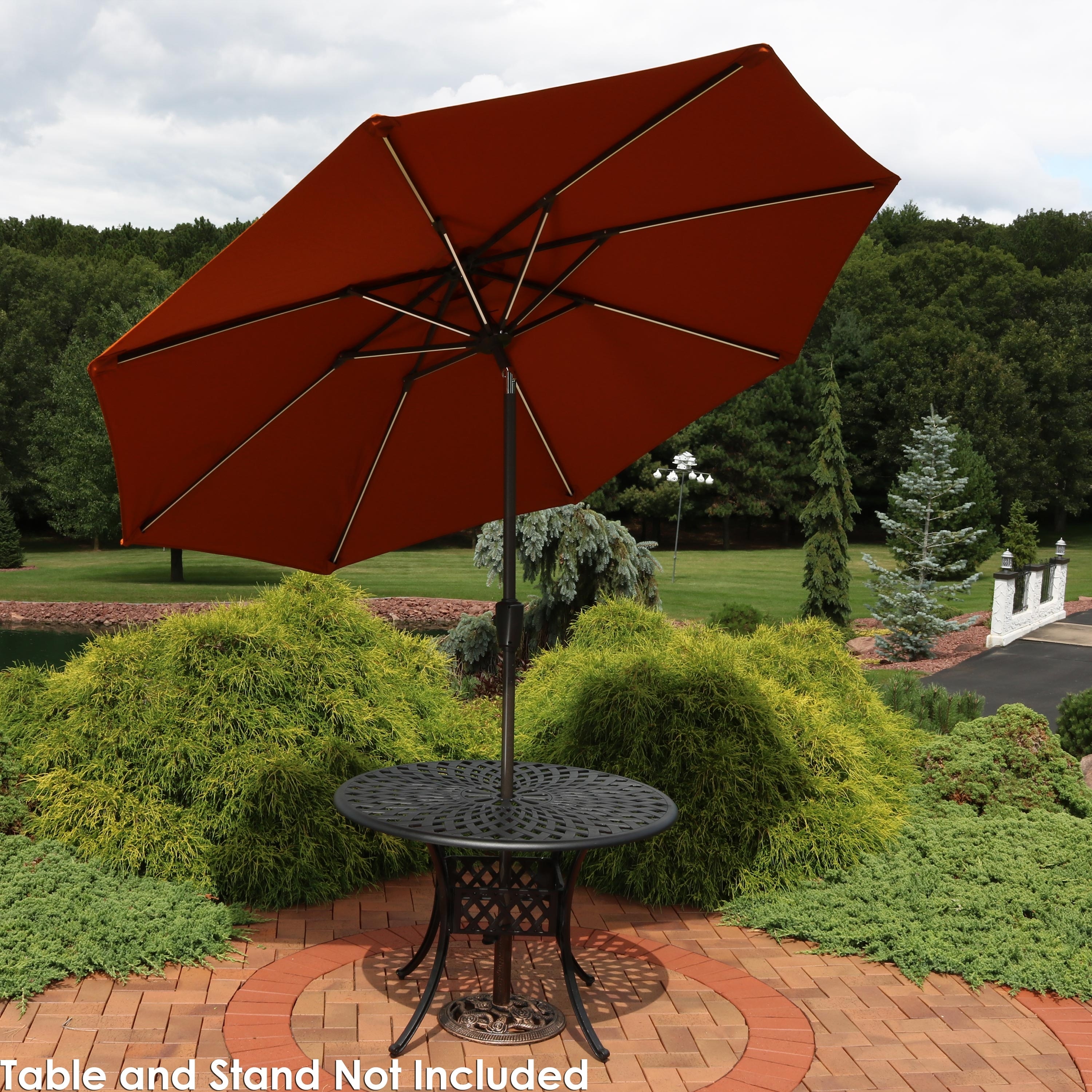 Shop Black Friday Deals On Sunnydaze 9 Fade Resistant Outdoor Patio Umbrella Solar Leds Rust Orange Overstock 28546997