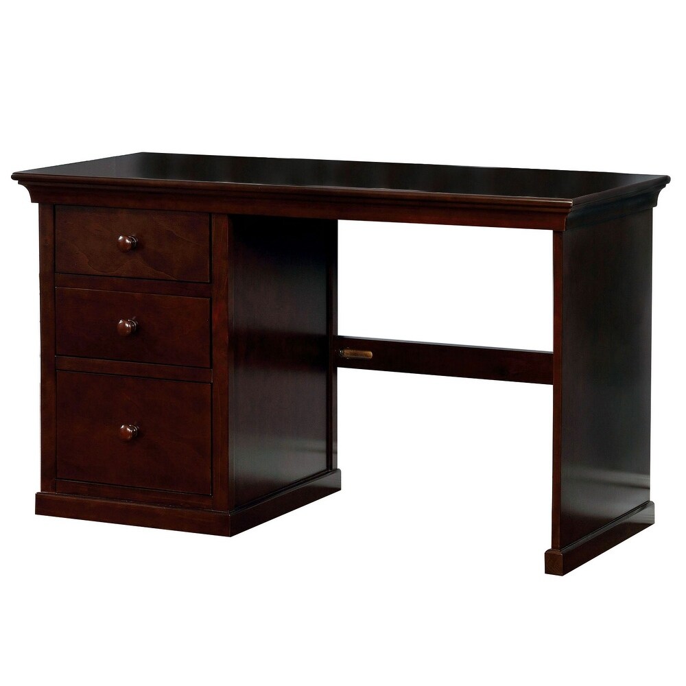 Overstock 3 Drawers Transitional Wooden Desk with Open legs Space, Walnut Brown (Brown - Wood - Modern and Contemporary - Rectangular - Medium - Bronze Finish -