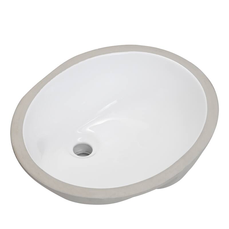 PROOX Bathroom Oval Ceramic Basin Sink Undermounted Porcelain Sink For Vanity Countertop - 20" - 20" - White