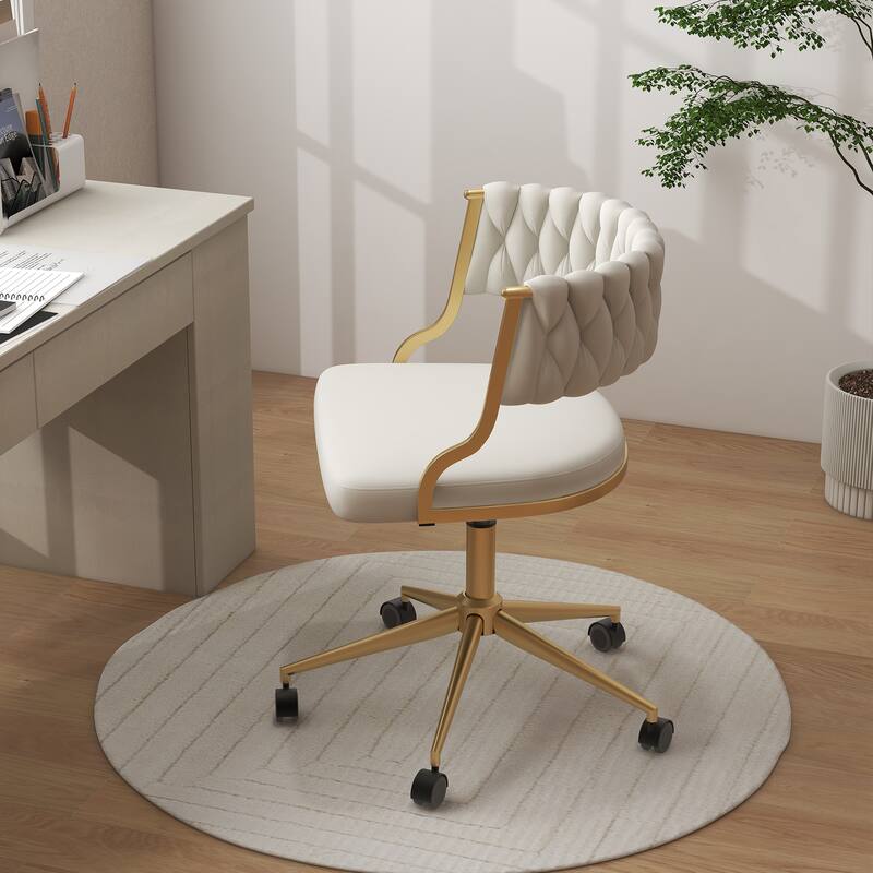 Velvet Home Desk Chair Office Swivel Chair with Wheels and Gold Base