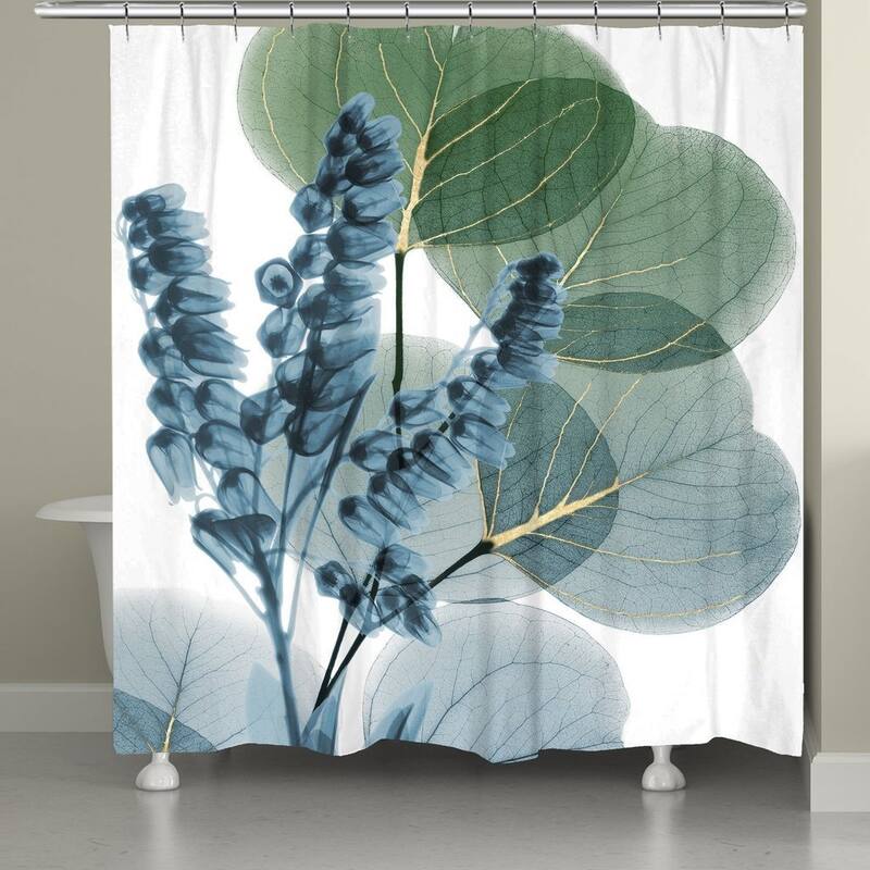 Laural Home Blue Lily of Eucalyptus 71" x 72" Shower Curtain - 71" x 72" - Blue