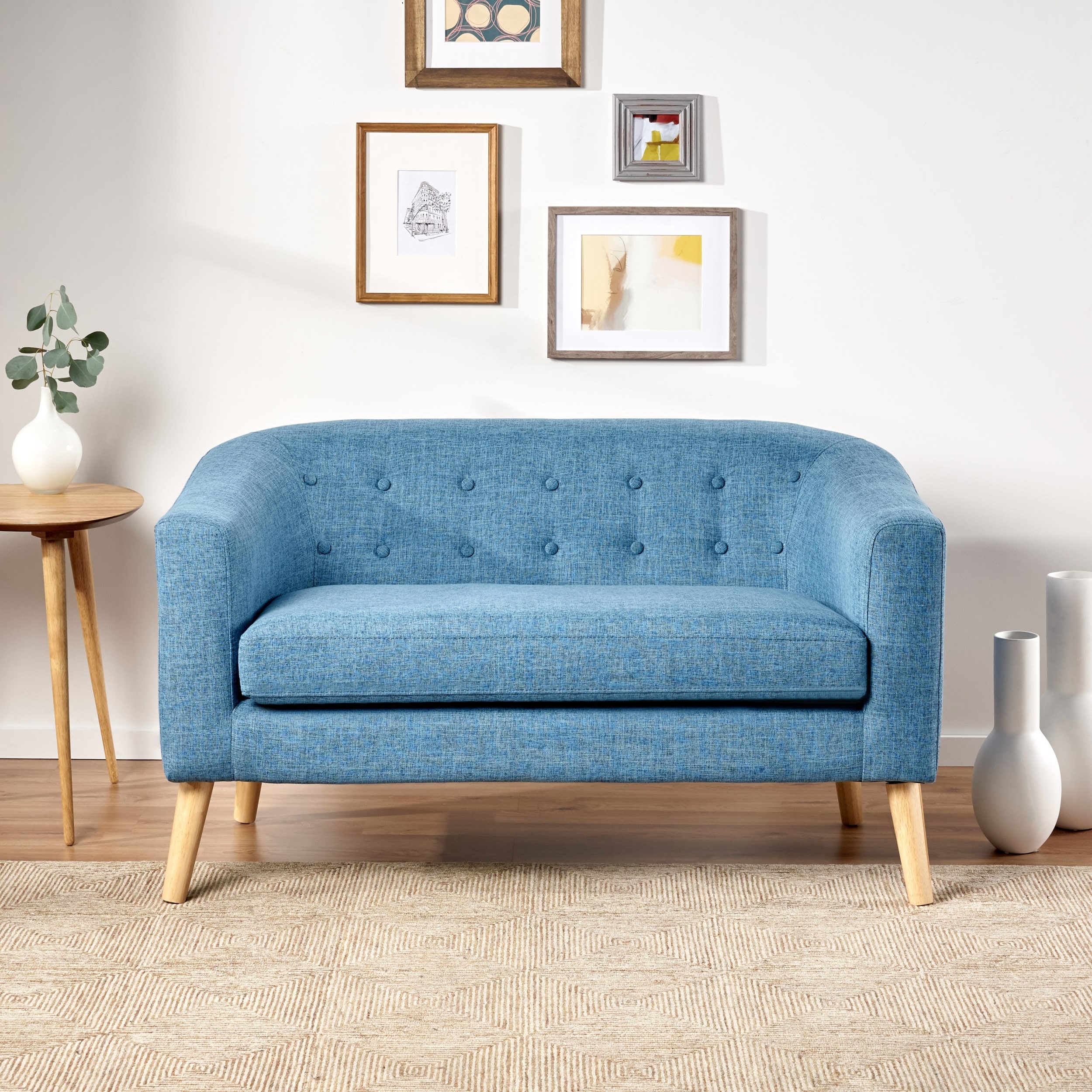 Bridie Mid Century Fabric Loveseat by Christopher Knight Home