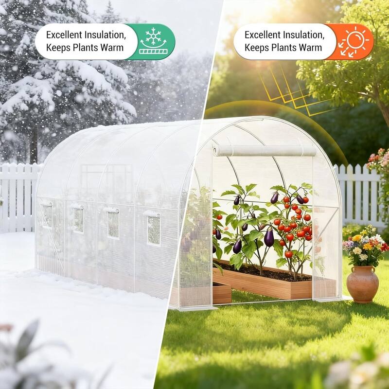 15x6.3x6.4 ft Outdoor Large Walk-in Tunnel Greenhouse with 8 Screen Windows