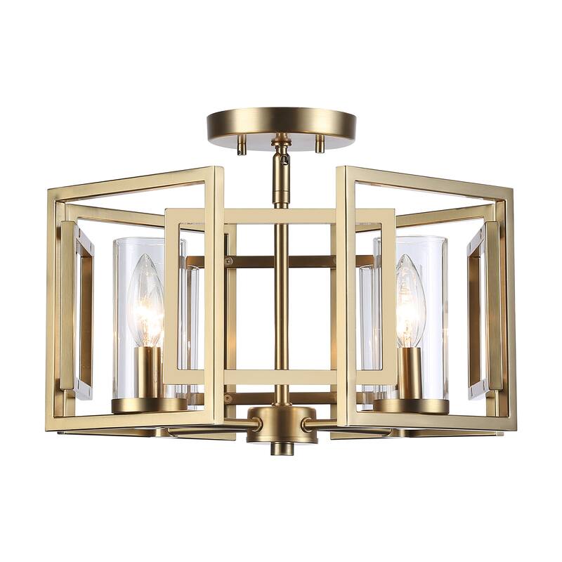 Marco 4-Light Flush Mount in Brushed Champagne Bronze with Clear Glass