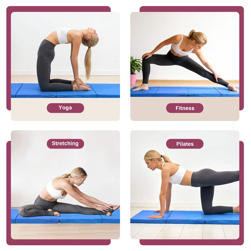 Zenova Gymnastics Mat 6' x 3' x 2" Four Fold Folding Exercise Mat with Carrying Handles