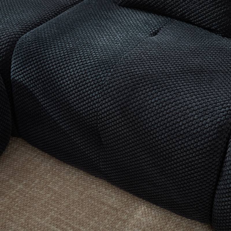 104"W Modern Upholstered Sectional Sofa with 3 Pillows and Ottoman