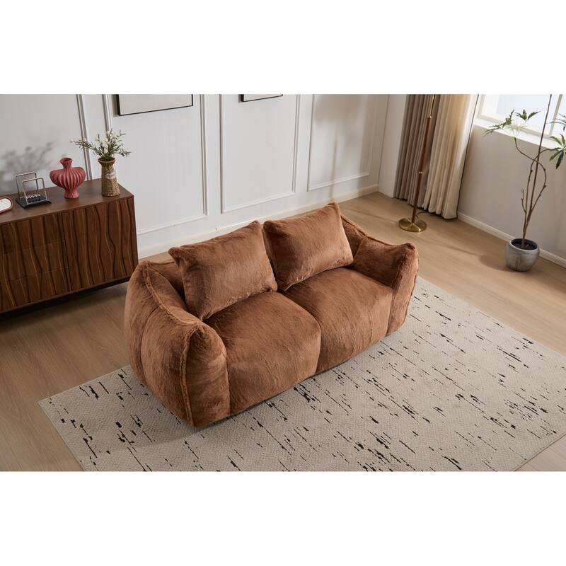 Oversized Bean Bag Sofa Reading Chair, 2-Seater Giant Bean Bag Couch with Pillows, Loveseat Chaise Lounge Sofa Chair
