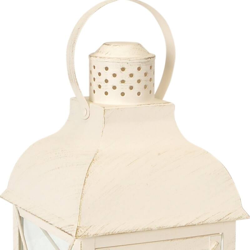 HomeRoots Set Of Three White Flameless Floor Lantern Candle Holder - 12