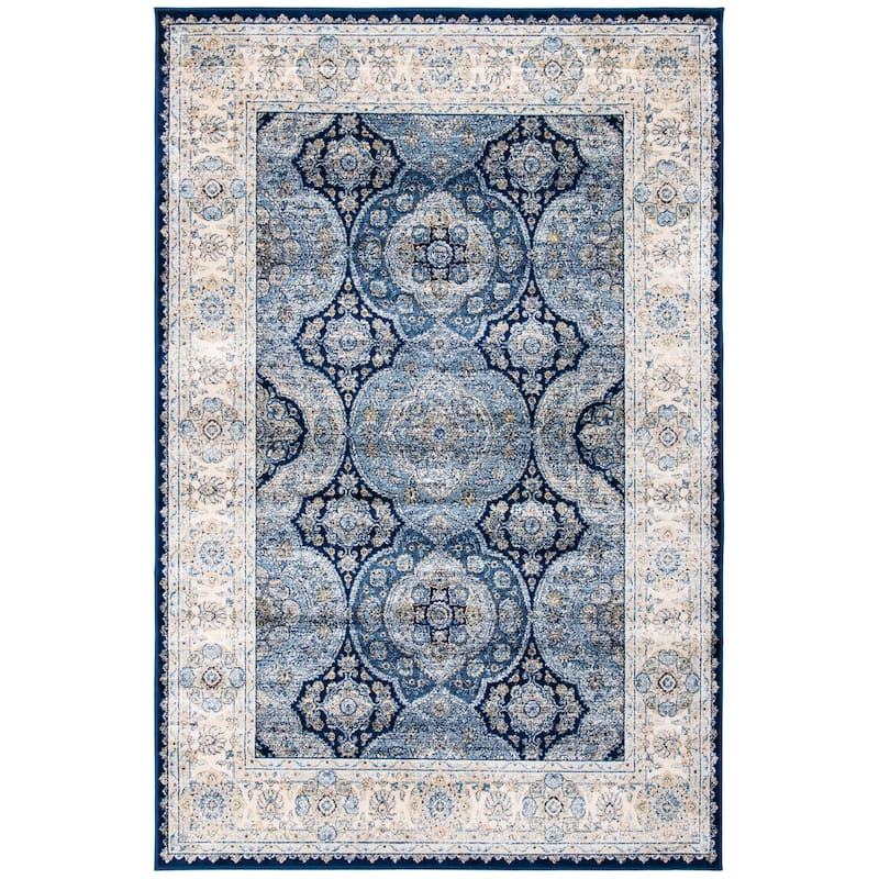 SAFAVIEH Persian Garden Vintage Distressed Boho Asime Traditional Oriental Viscose Rug - 5'1" x 7'7" - Navy/Ivory - Rectangle