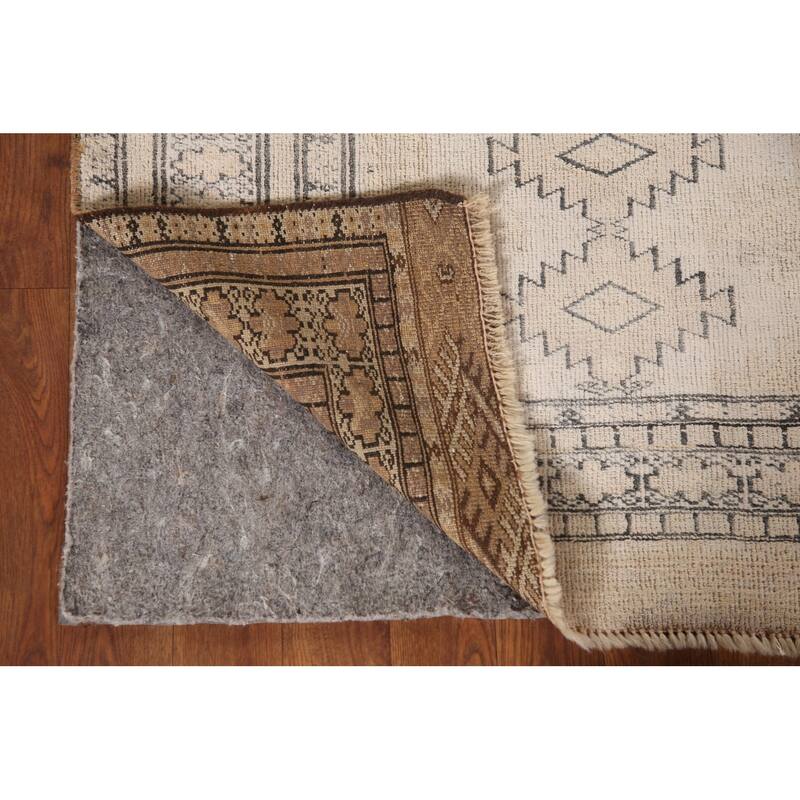 Hand Knotted Oriental 100% Wool Carpet Traditional Geometric Beige & Ivories Bokhara Area Rug - 4' 8'' X 2' 11''