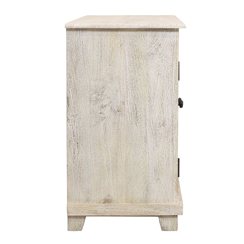 Jenna 2-Door Solid Wood Nightstand With Storage Shelf