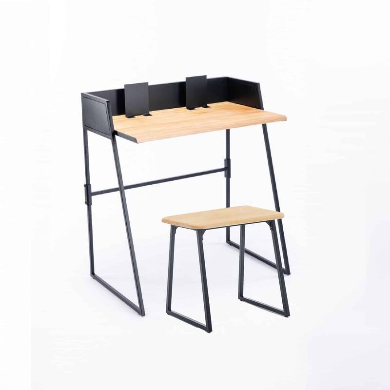 Aero Industrial Wood and Metal Desk Set