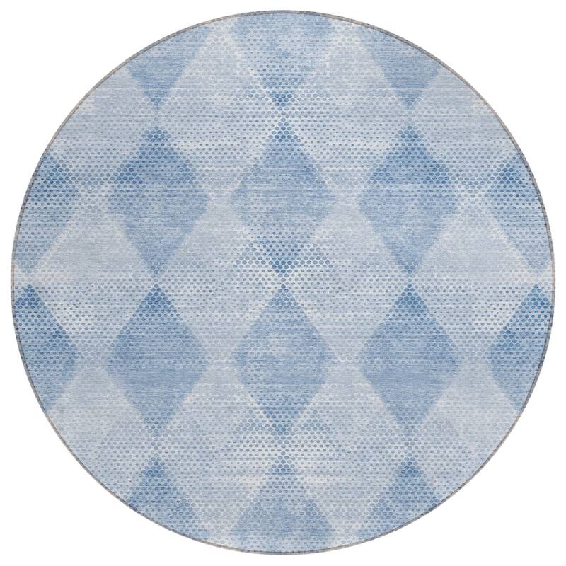 Machine Washable Indoor/ Outdoor Modern Diamonds Chantille Rug