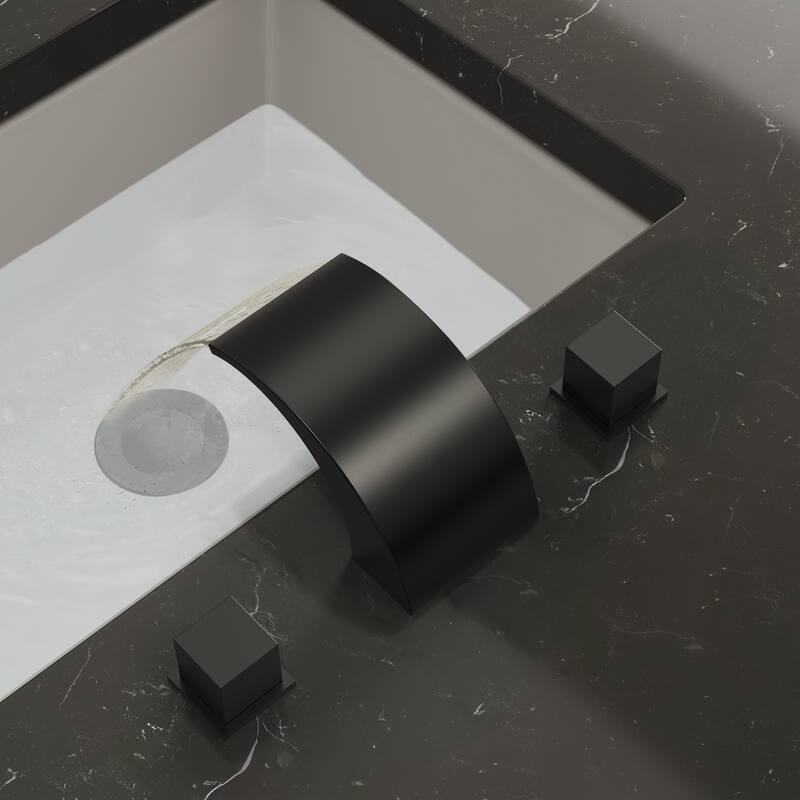 Widespread Bathroom Faucet 3 Hole, Double Handle Waterfall Bathroom Sink Faucet with Drain Assembly