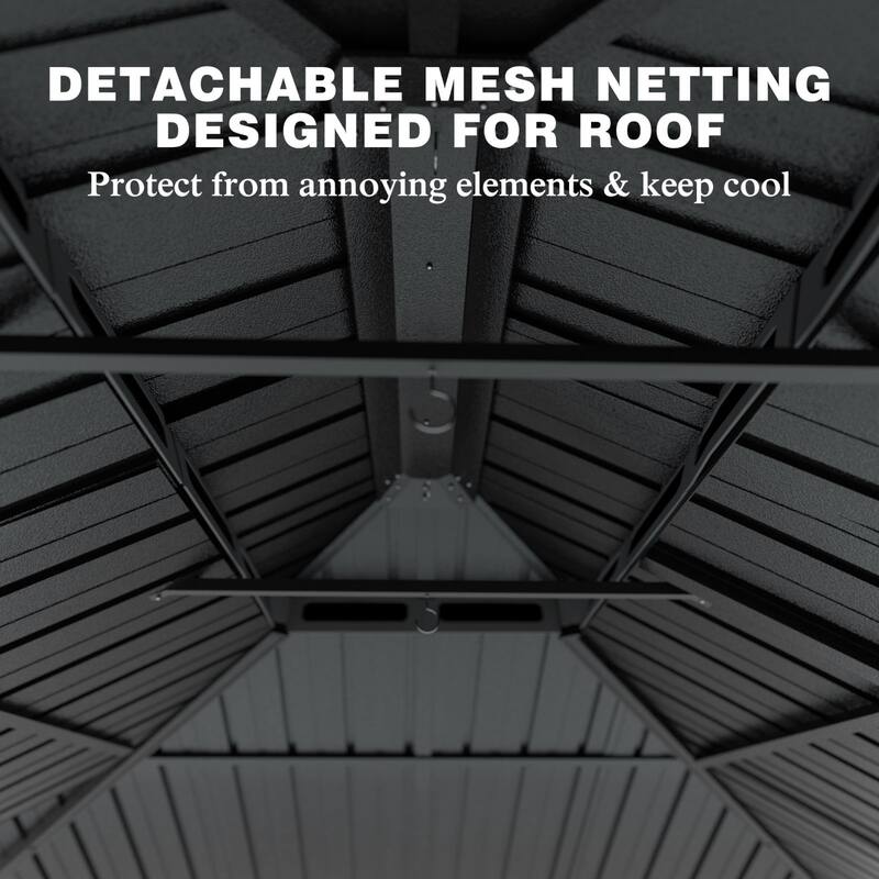 VEIKOUS Aluminum Double Hardtop Gazebo Pergola for Patio, Lawn, and Garden with Removable Netting