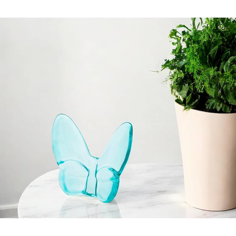 HomeRoots 3" Turquoise Crystal Butterfly Figurine Tabletop Sculpture - Turquoise