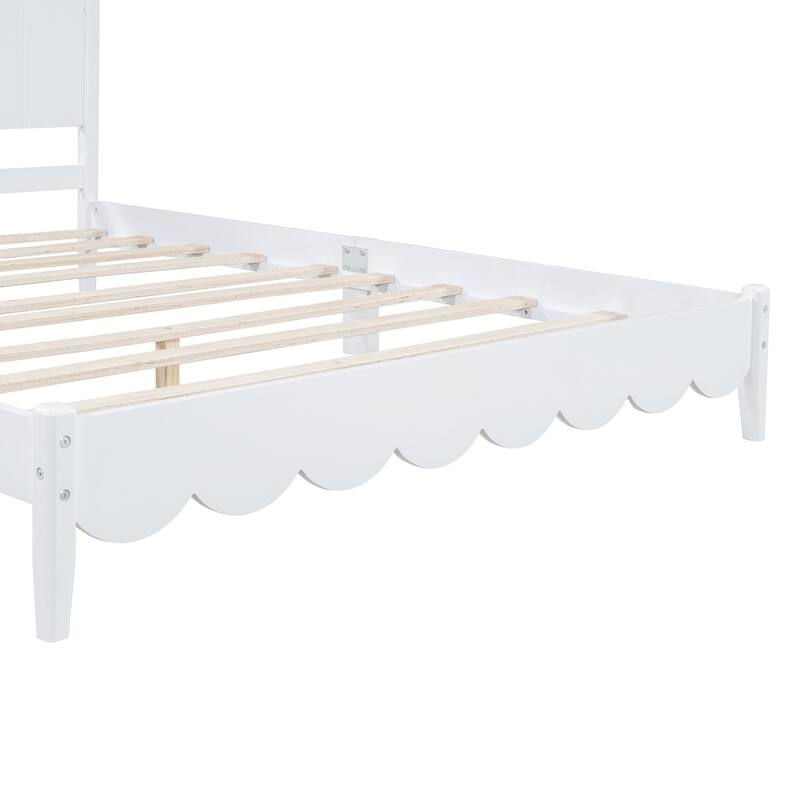 Wood Platform Bed Frame with Rectangular Headboard