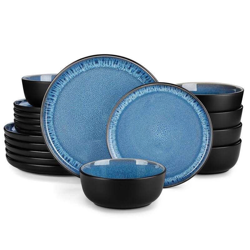 Vancasso PLAYA Kiln-Change Glaze Dinnerware Sets (16/18/24pc) - 18 Piece - Blue
